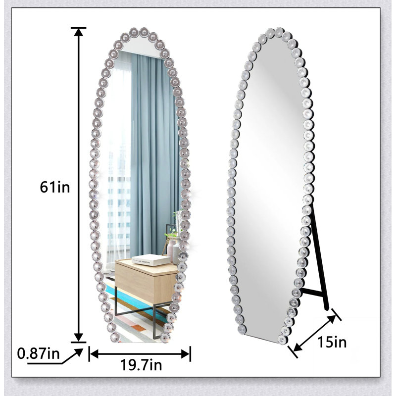 Miroir pleine grandeur en cristal avec support