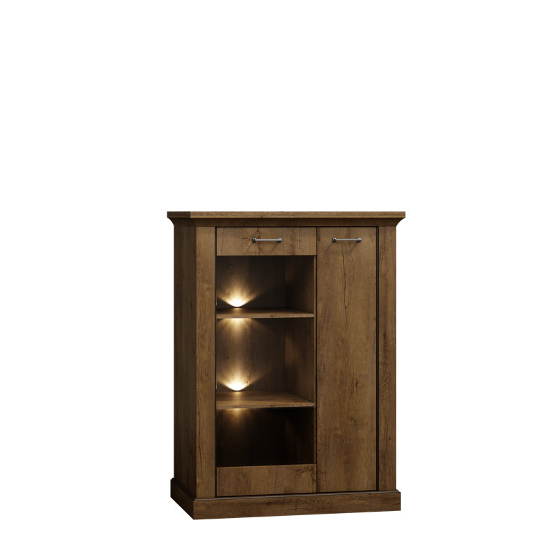 Condrey 1-Door 1-Drawer Showcase With lighting, With, Ash