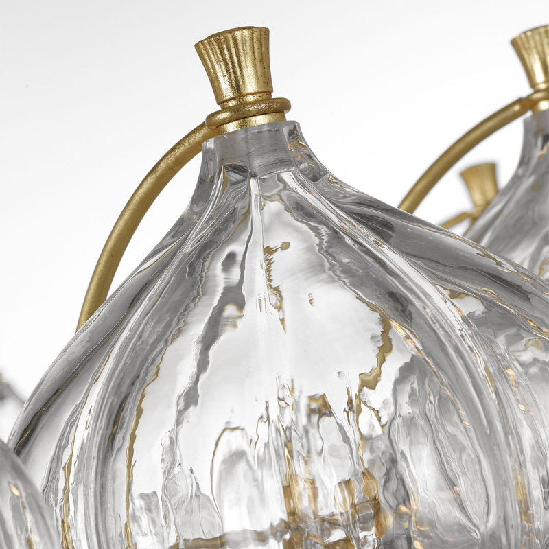 Julie Neill Caselli 36" Basket Chandelier with Clear Glass, Gold, Clear