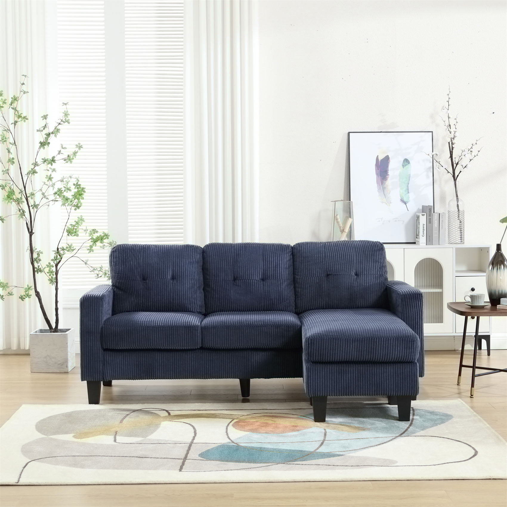 Latitude Run® Sectional Couch L Shaped Sofa with Ottoman | Wayfair