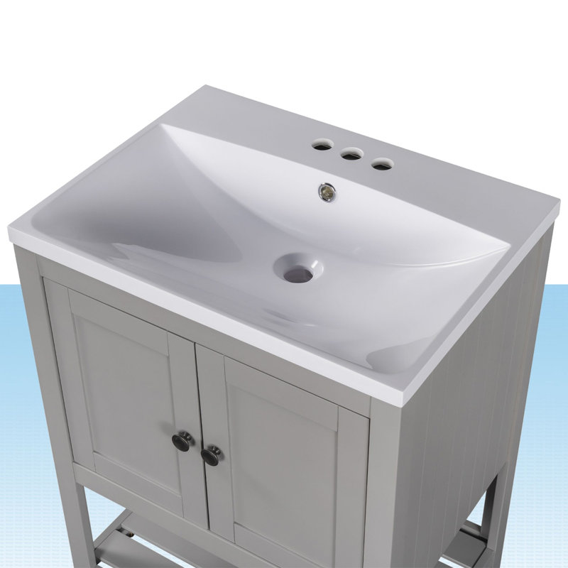 Plateau de meuble-lavabo simple 24 po blanc avec lavabo