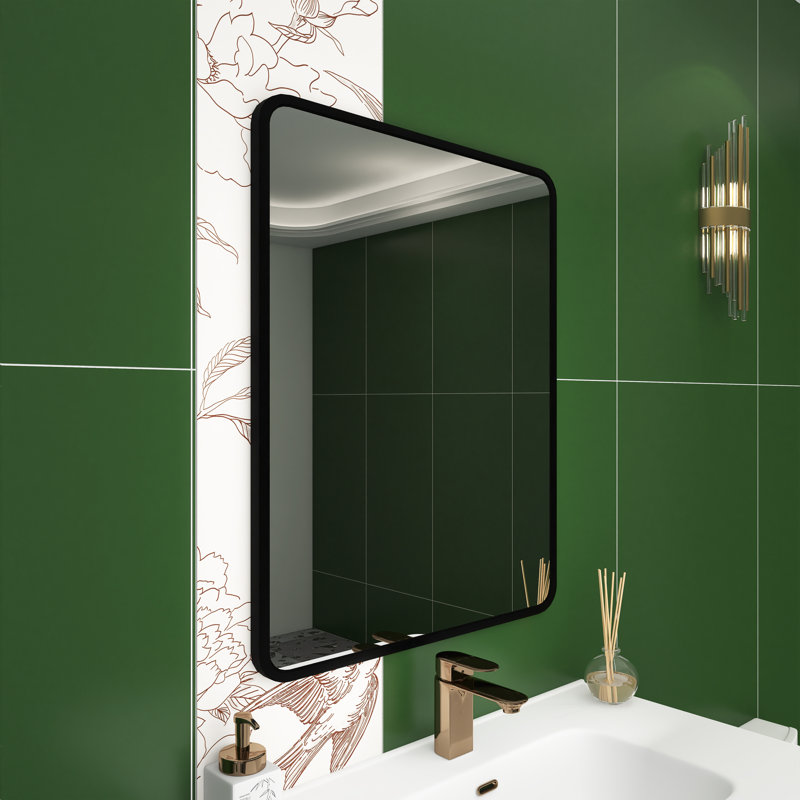 Miroir mural Jokelien, Noir, 30 po x 24 po