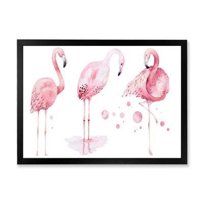 Flamants roses sur fond blanc, reproduction sur toile