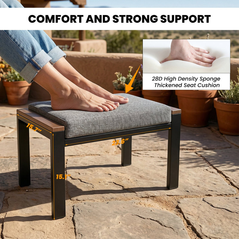Ensemble de meubles de patio en aluminium, ensemble de 2 repose-pieds en métal pour ensemble de conversation de patio, ensemble de meubles d'extérieur pour porche