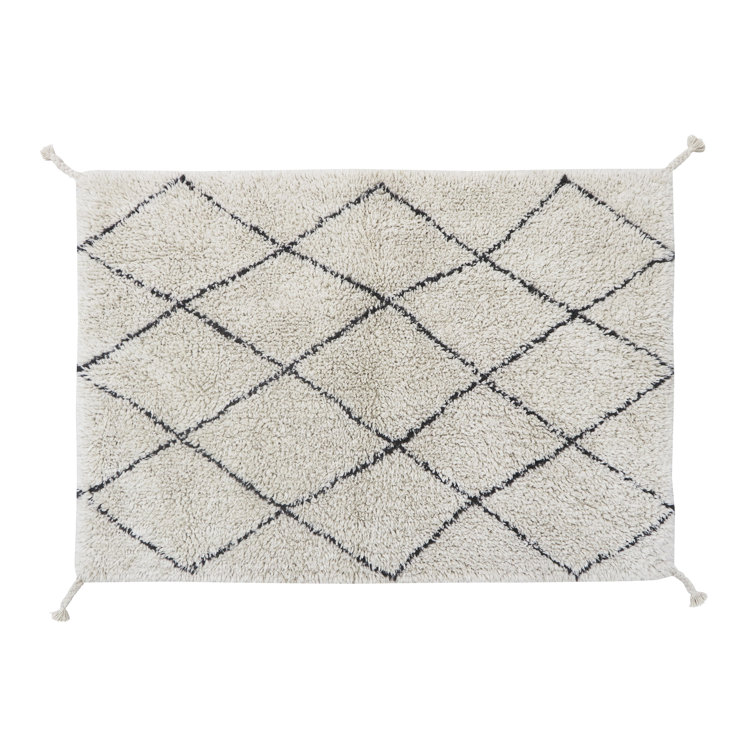 Handgefertigter Teppich Mini Bereber aus Baumwolle in Naturbelassen/Schwarz