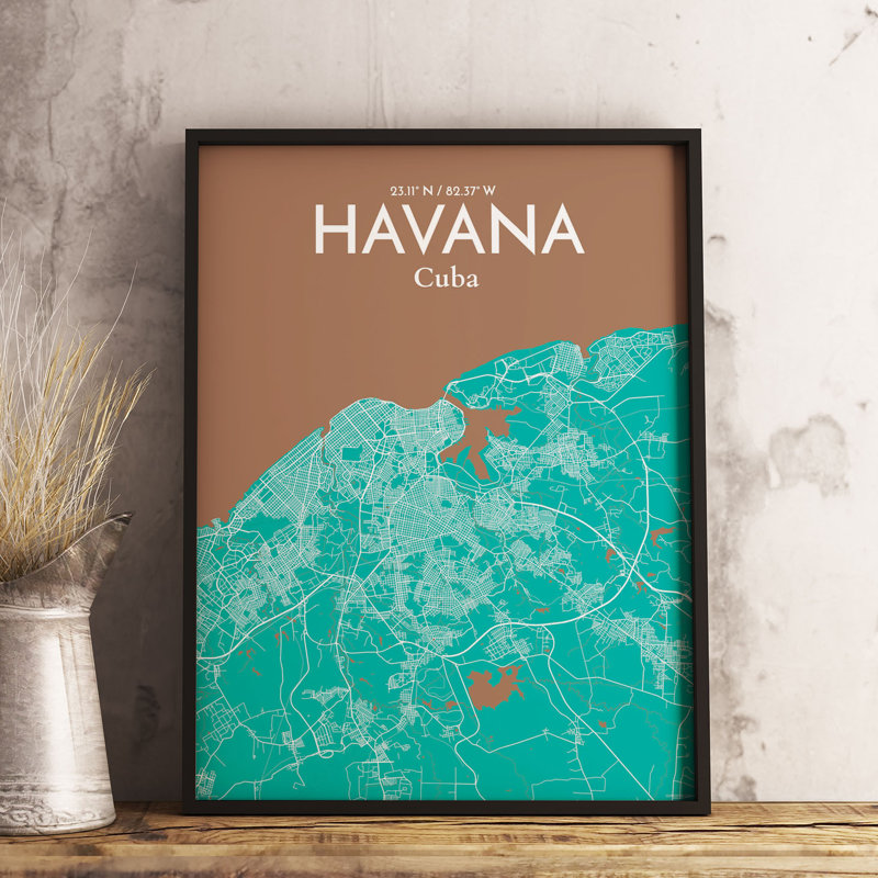 Havana City Map - No Frame Print, 43.2cm H x 27.9cm W x 0.13cm D