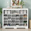Range-chaussures | Base courbée contemporaine 24 cubes | Buffet polyvalent blanc cassé | Panneau de particules | Couloir