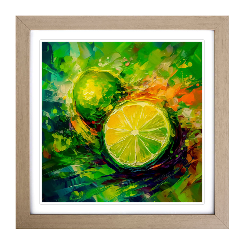 Lime Fruit Impressionism - Framed Print, Oak