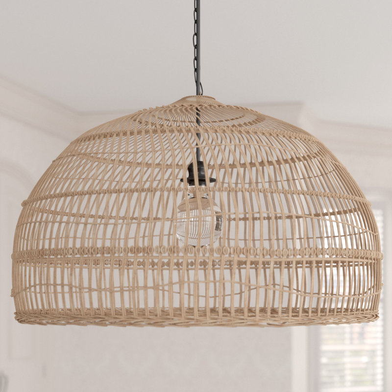 Luminaire suspendu en forme de dôme à 1 lumière Aletse, Naturel