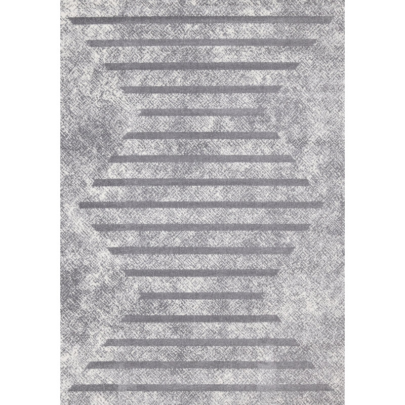 Tapis géométrique rectangulaire en polypropylène tissé à la machine Wum, Rectangle 6 pi 7 po x 9 pi 10 po