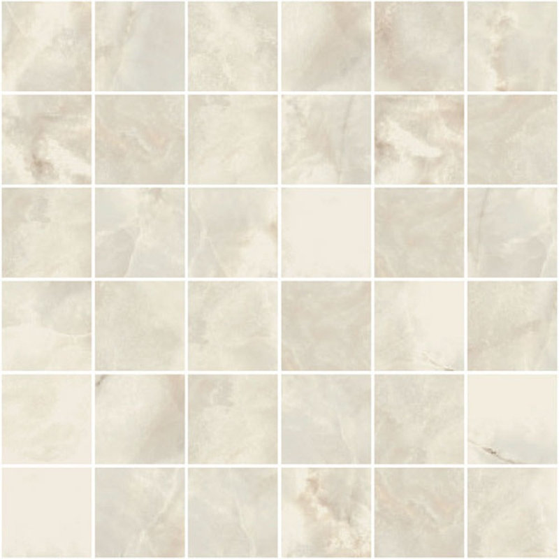 Carreau de mur et de plancher en porcelaine 2 po x 2 po, Ivoire / or / gris