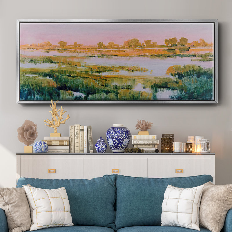 Marshland View I - Framed Canvas, 12" H x 30" W