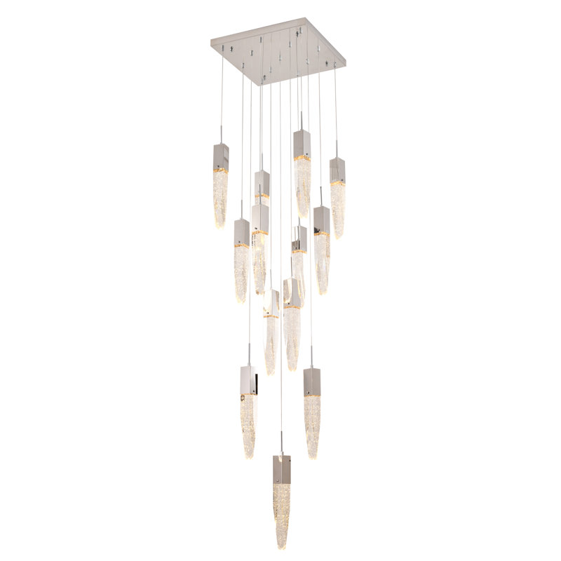 Transitional 13 Light Hanging Crystal Chandelier, Chrome