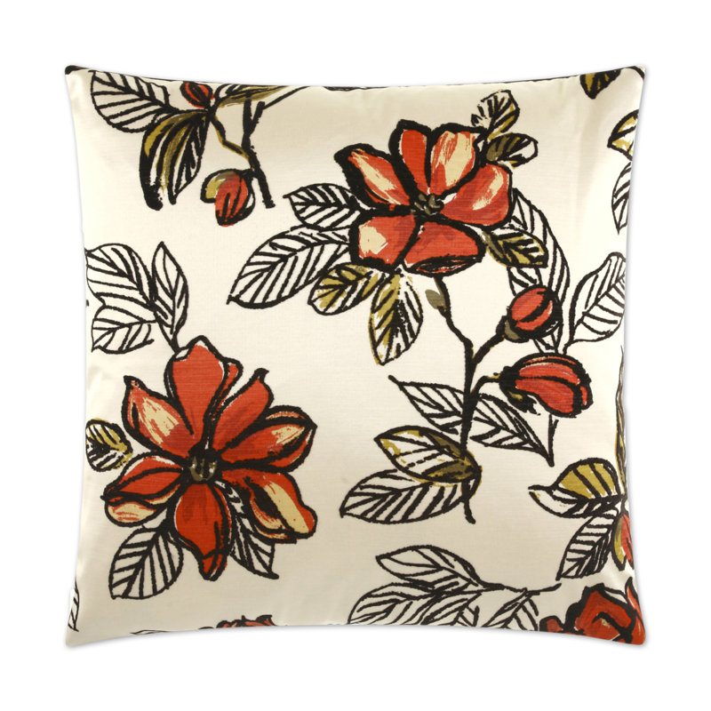 Trixie Square Pillow Cover & Insert, Ebony