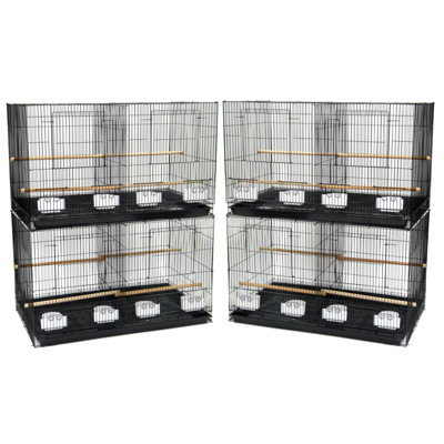 18 in. Steel Flat Top Breeder Bird Cage with Wheels with Stand with Perch with Tray