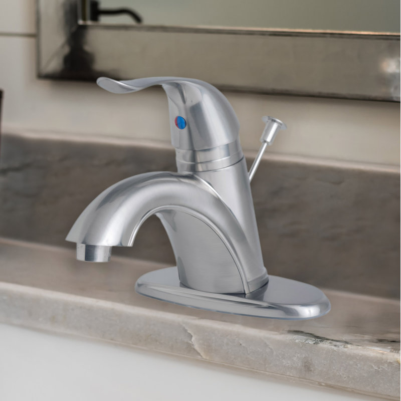 Single-Hole Single-handle Bathroom Faucet with Drain Assembly, Brushed Nickel