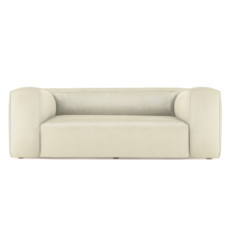 Varick Oversize Track-Arm Sofa with Flange, 30" H x 96" W x 41" D, Vintage Leather Graphite, Weathered