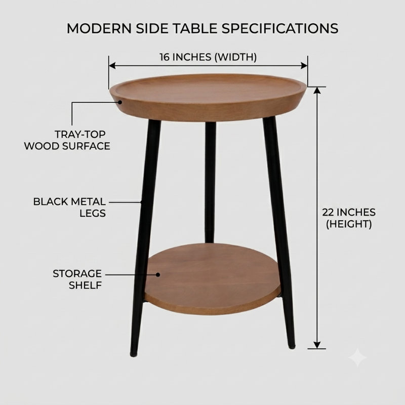 Orvane Solid Wood Top End Table