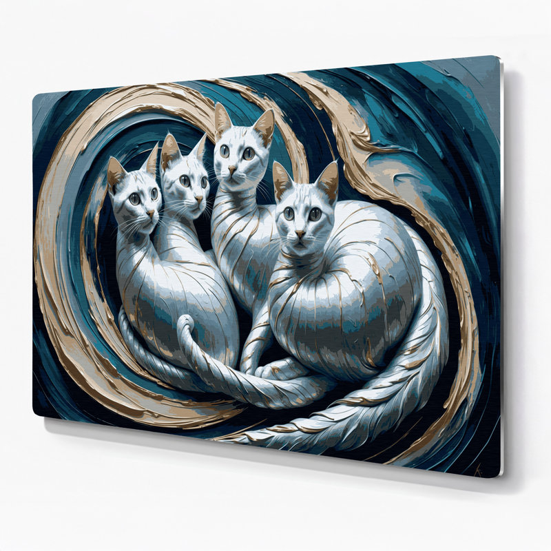 Cats Korat, art mural gris en métal