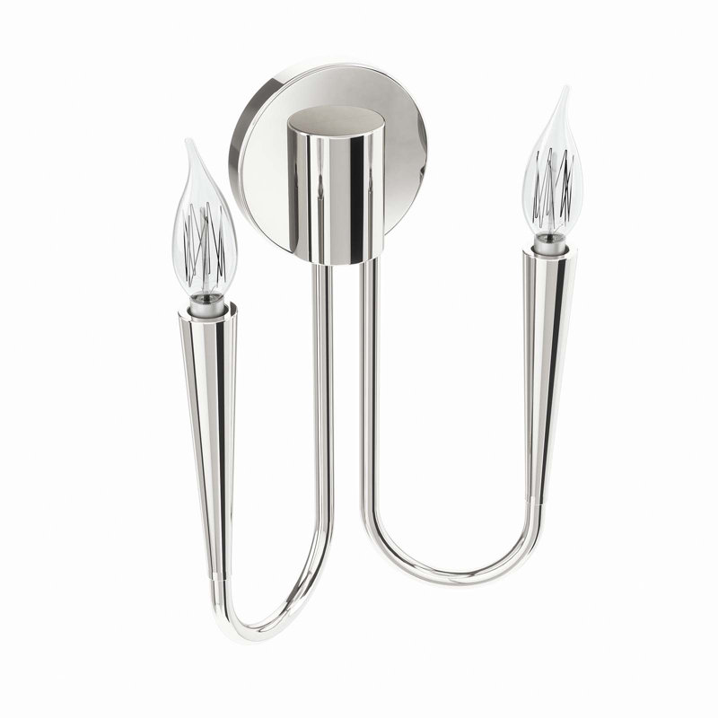 Polished Nickel Modern 2-Light Wall Sconce