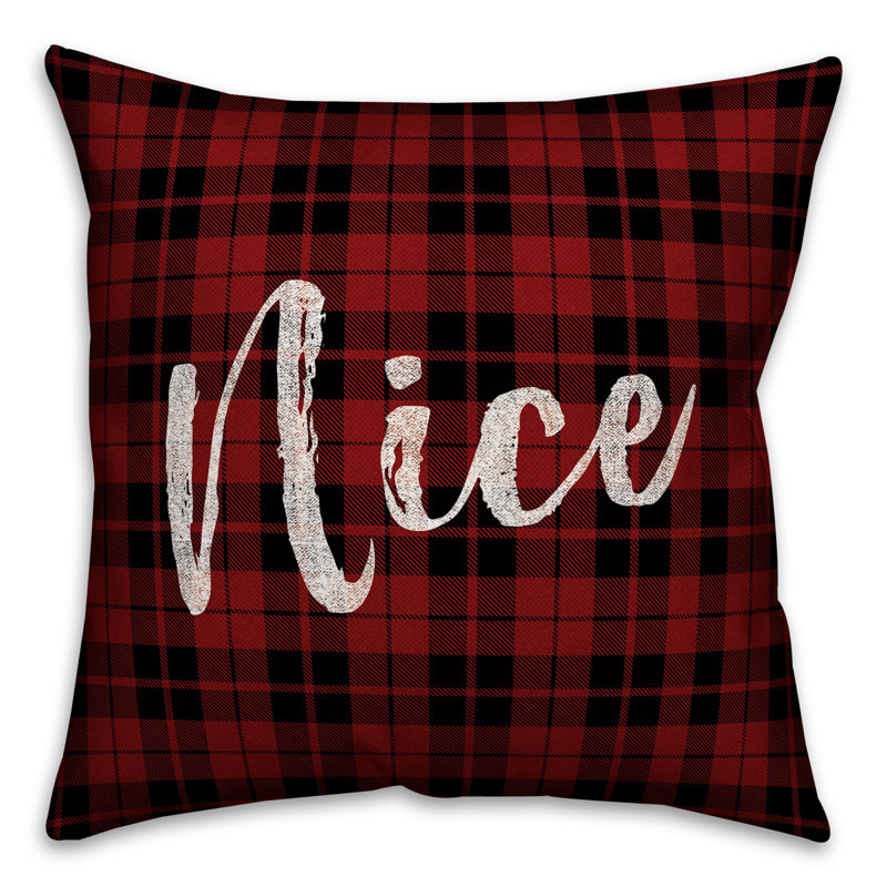 Red and Black Plaid 16" Spun Polyester Throw Pillow