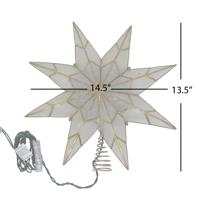 10-Light 8-Point Capiz Star Tree Topper