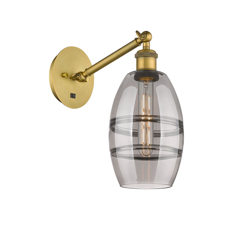 Dundrod Steel Armed Sconce, Light Smoke, Brushed Brass
