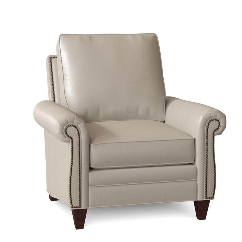 Fauteuil en cuir véritable de 38 po de largeur Reddish, Acajou, Naturel, Cuir véritable Outsider Raven
