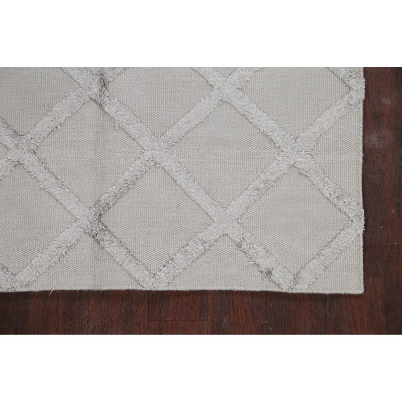 Wool and Viscose Geometric Indoor Rug