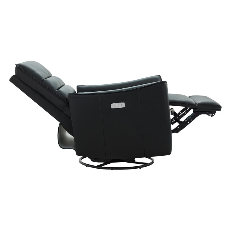 Fauteuil inclinable électrique Gabi, Cuir véritable fleur de Floride noir
