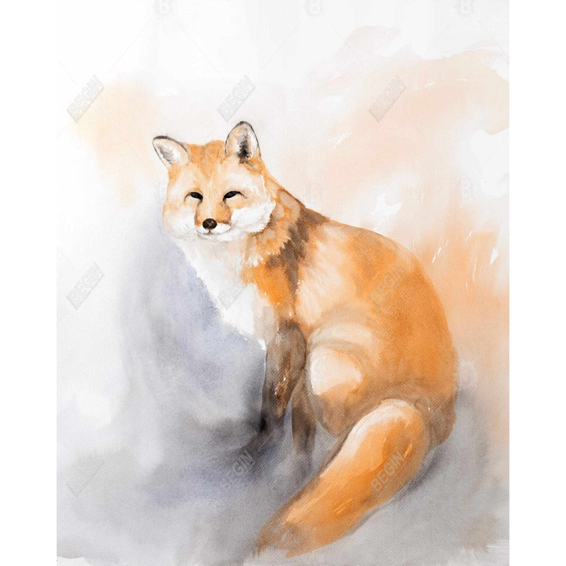 Reproduction de renard aquarelle sur toile