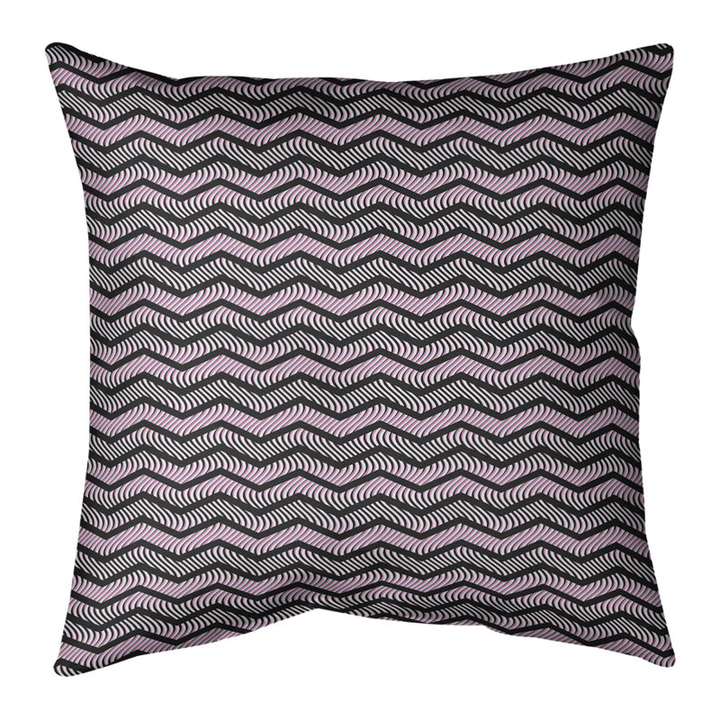 Coussin Rhonda, Duvet synthétique, H 16 po x l 16 po, Noir / Rose