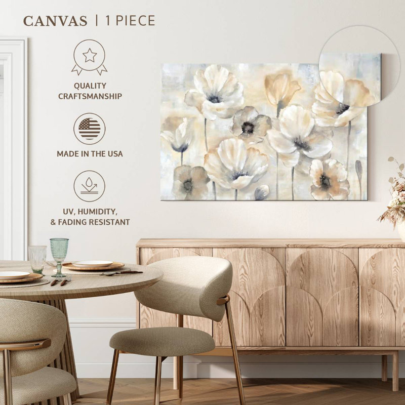 Harnek Gray Poppy Garden Landscape, 34" H x 51" W