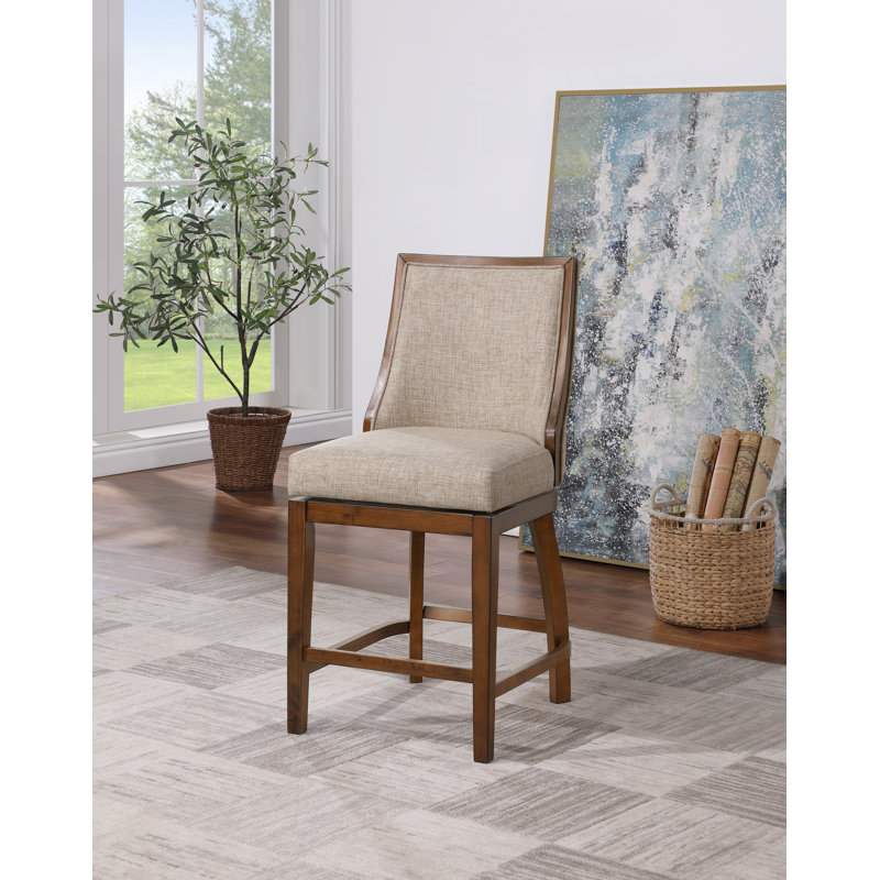Glencoe Disbrow Swivel Counter Stool, Walnut, Beige