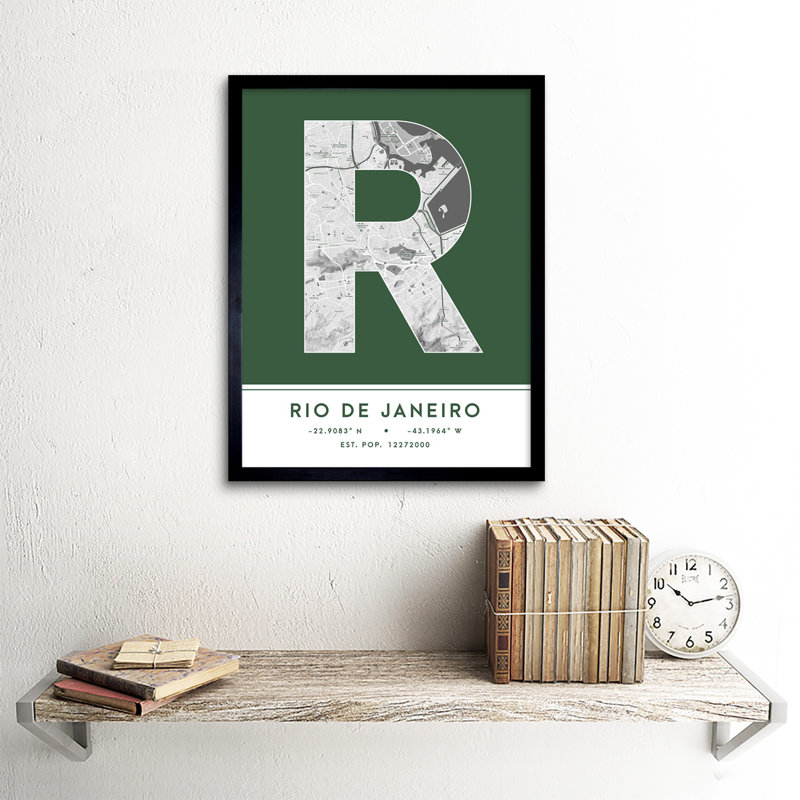 Rio De Janeiro City Map Rio De Janeiro Brazil City Map - Single Picture Frame Typography