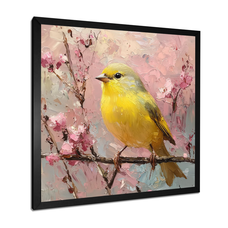 Songbird In Melody Summer Tree III - Art mural sur toile, Reproduction encadrée d'une seule photo, Noir, H 16 po x l 16 po