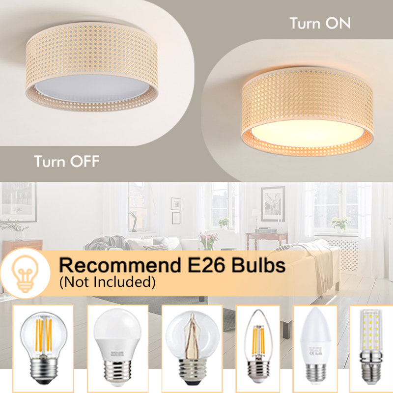 Vesperina 20" W Rattan Flush Mount, 5, 5.9" H X 20" W X 20" D