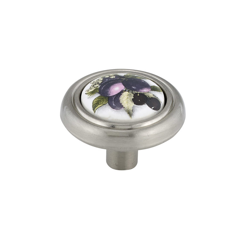 Poignée ronde 1 1/4" de diamètre Expression, Prune et nickel brossé