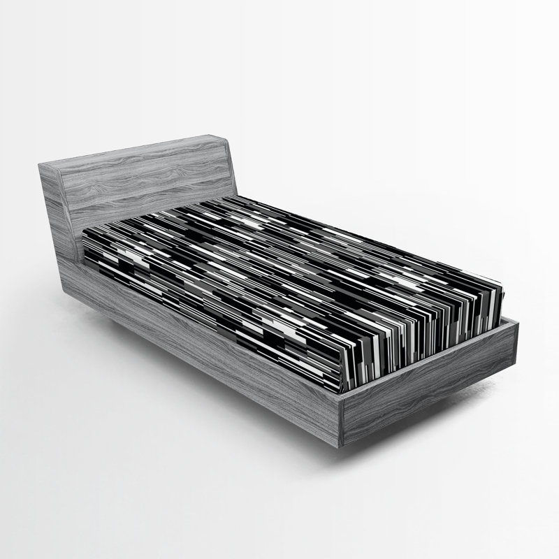 Drap-housse Ambesonne, paquet de 2, Drap-housse simple TG, Noir / gris / blanc abstrait