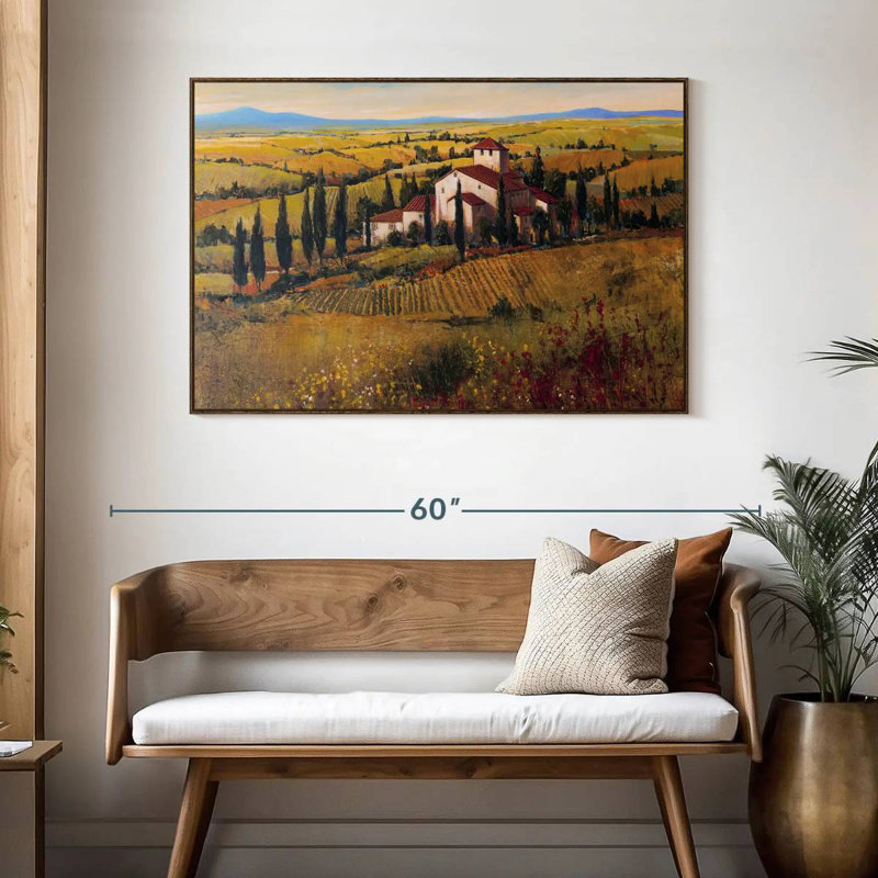 Toscane nostalgique III, 46 po x 31 po, Cadre flottant noyer