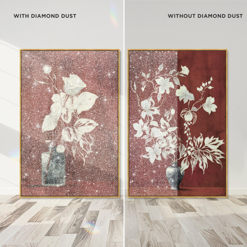 Romance Vases Set Canvas Floral & Botanical Print by Oliver Gal, Black Frame, 10 x 15, 11"H x 16"W, Gold Floater Frame