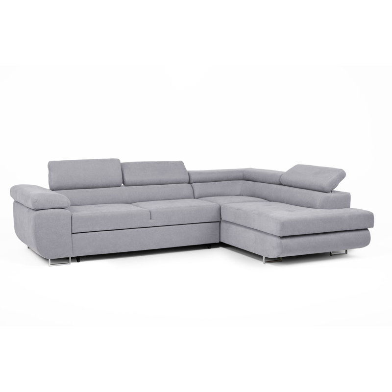 Flavius Corner Sofa Bed, Silver, Right Hand Facing