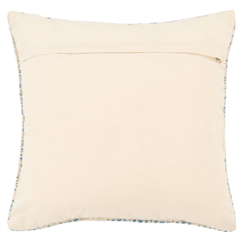 Parvati Blue Distressed Geometric Cotton Accent Pillow