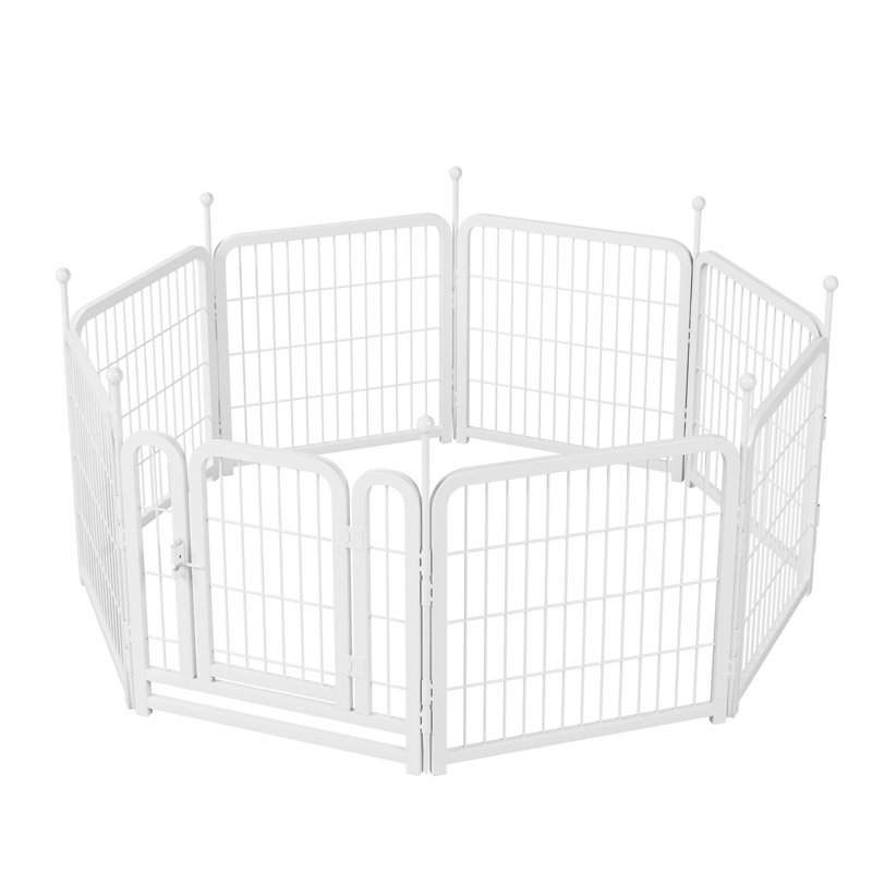 Parc pliable pour chien de 24 po de hauteur, 8 panneaux, enclos pour chiots robuste pour tous les chiens, intérieur extérieur, antirouille et fabrication en fer blanc à hauteur des panneaux pliable