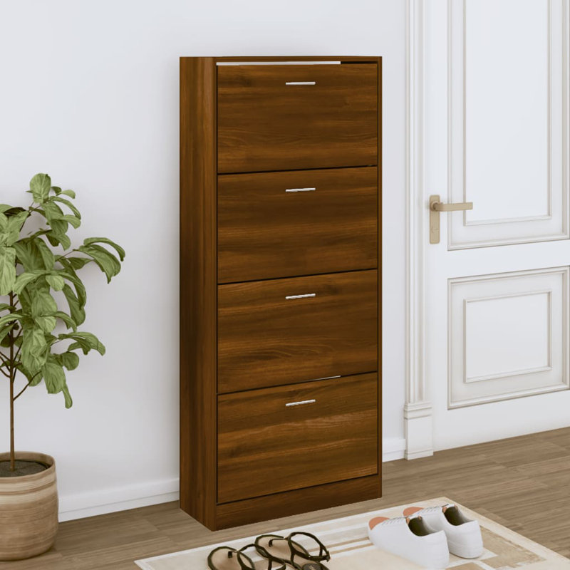 12 Pair Flip Down Shoe Storage, Oak
