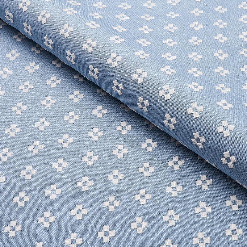 Thandie Embroidery Fabric, Ivory/Chambray