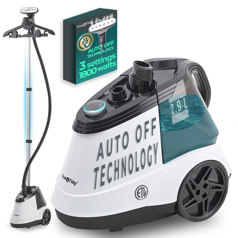 Machine à vapeur SALAV True & Tidy avec 3 réglages de vapeur, réservoir d'eau amovible de 2,9 L et arrêt automatique en blanc