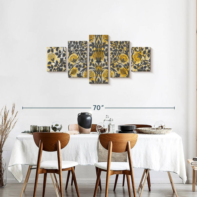 Enchanted Vintage Flowers Multi Piece Canvas Print, H 24 po x l 55 po x P 1,25 po
