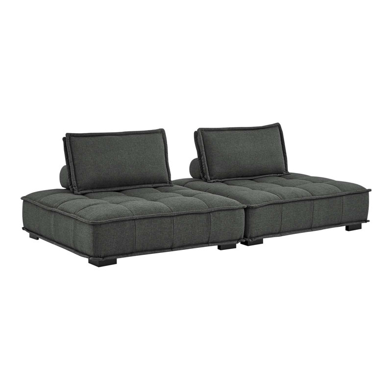 Modway Saunter Tufted Fabric Fabric 2-Piece Loveseat, Gray 100% Polyester