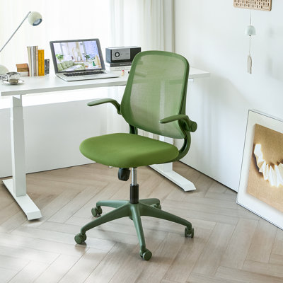 Ergonomic Mesh Task Chair with 90° Flip-Up Arms and High-Density Cushion, Green
